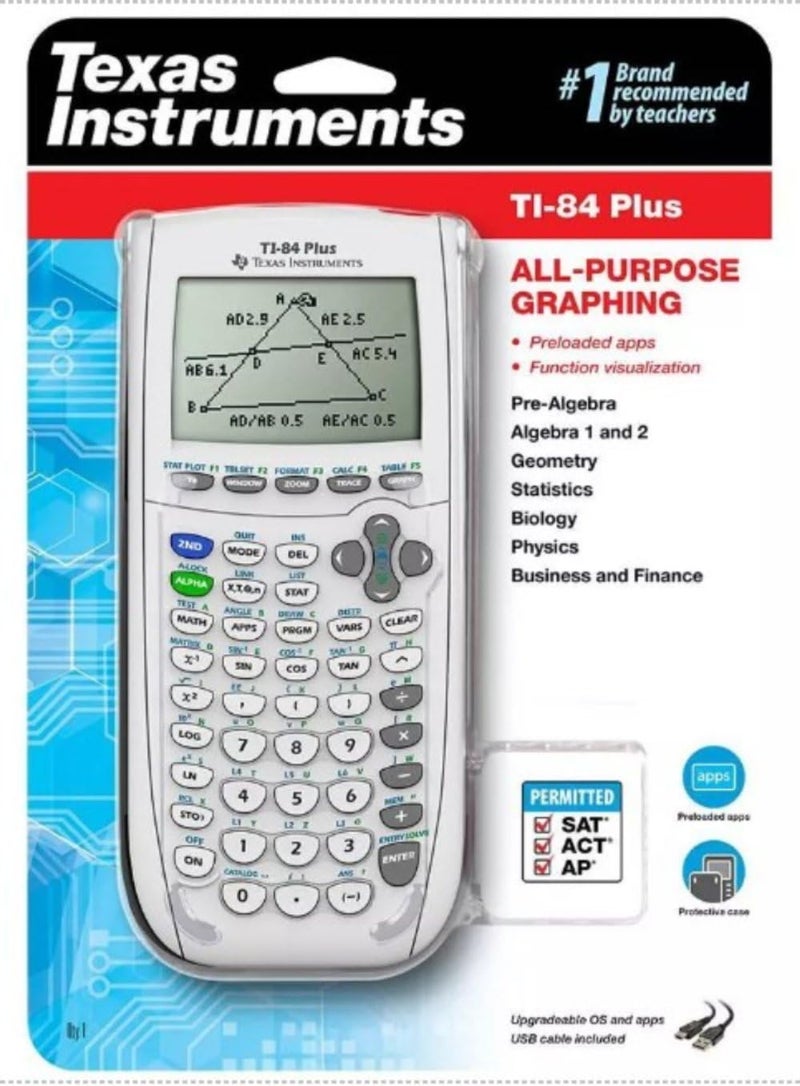 TEXAS INSTRUMENTS Ti-84 Plus Graphing Calculator, White - Image 1